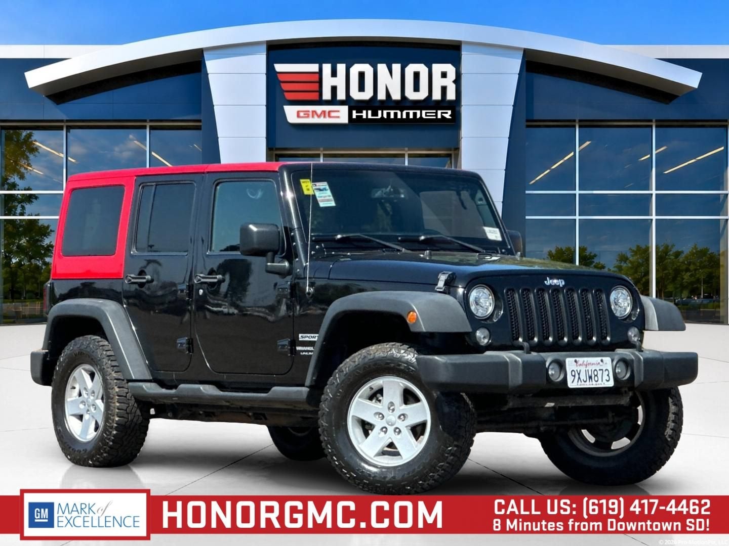 2018 Jeep Wrangler JK Unlimited Sport S in Black — front three-quarter view
