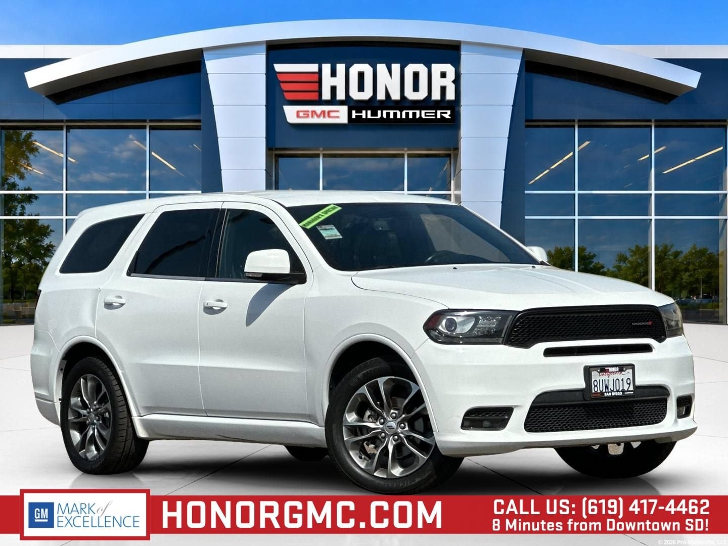 2019 Dodge Durango GT Plus in White — front three-quarter view
