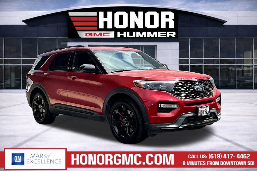 2023 Ford Explorer ST in Red — front three-quarter view