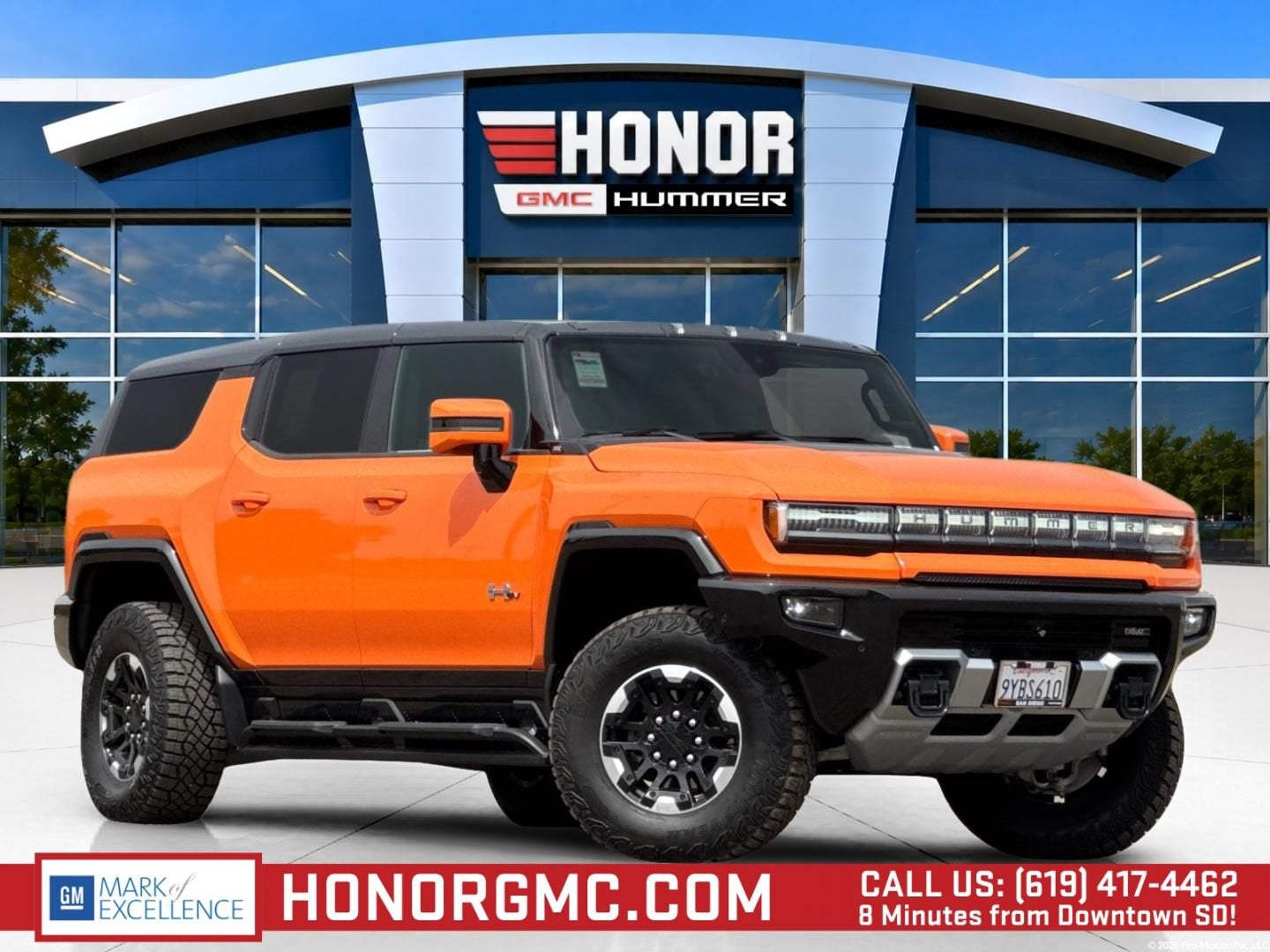 2024 GMC HUMMER EV SUV 3X in Afterburner Tintcoat (Orange) — front three-quarter view