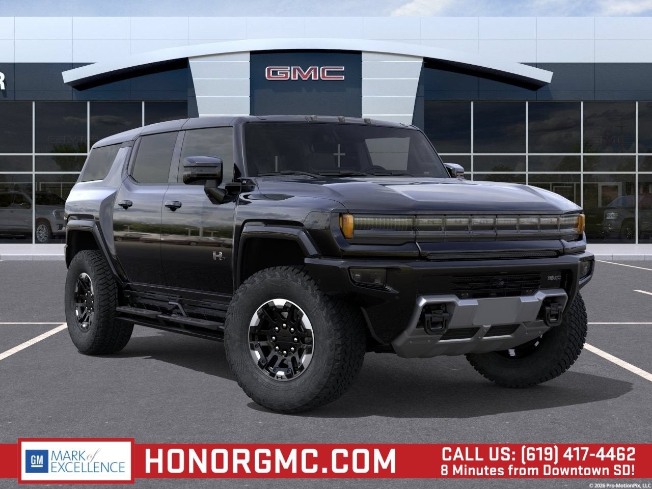 2024 GMC HUMMER EV SUV 3X in Void Black — front three-quarter view