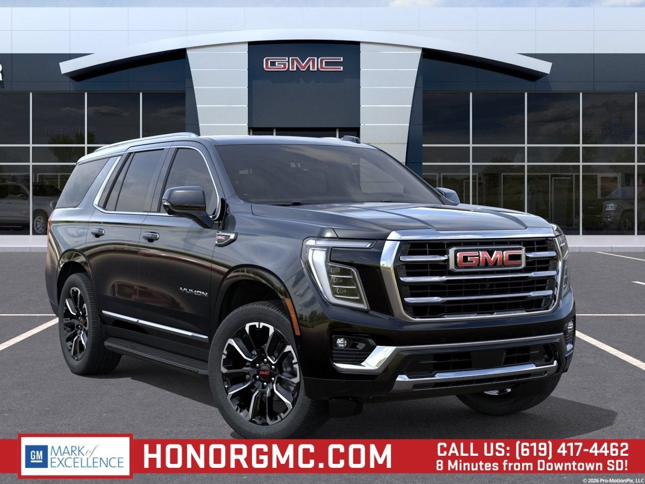 2026 GMC Yukon Elevation in Onyx Black — front three-quarter view