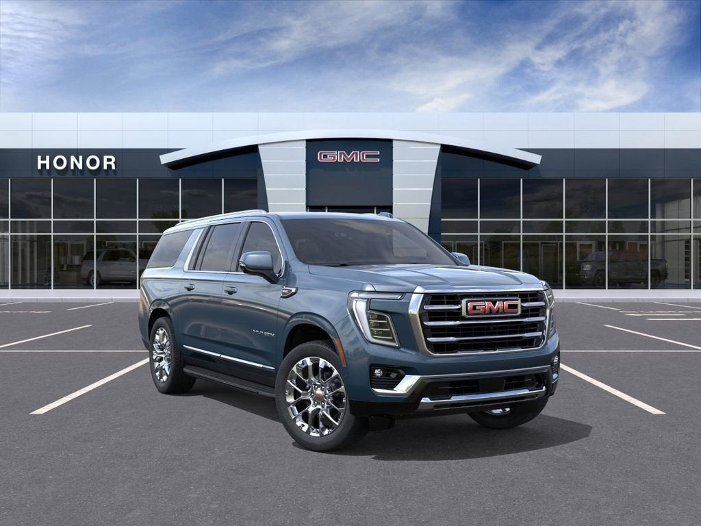 2026 GMC Yukon XL Elevation in Downpour Metallic — front three-quarter view