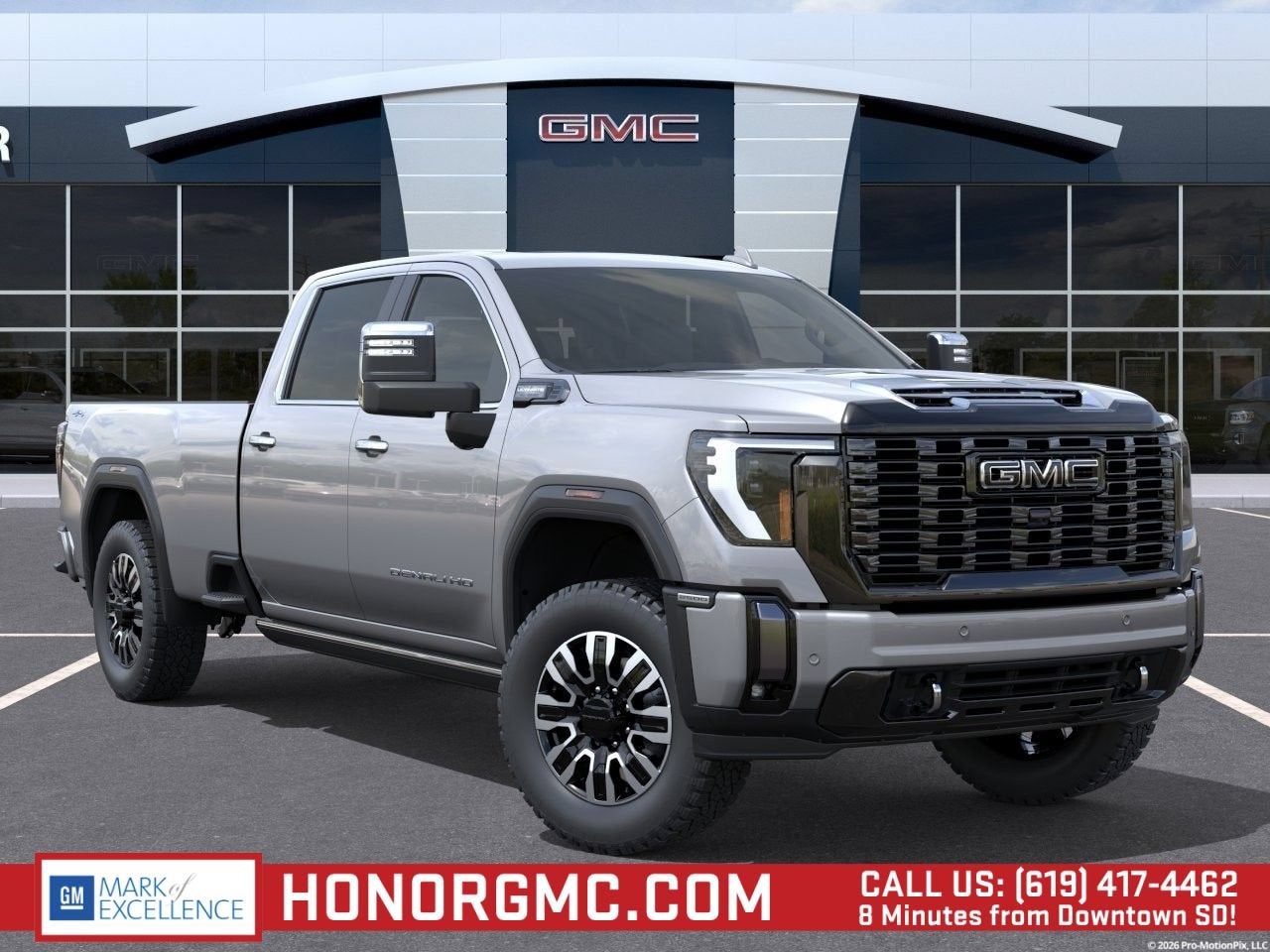 2026 GMC Sierra 2500 HD Denali Ultimate in Sterling Metallic — front three-quarter view