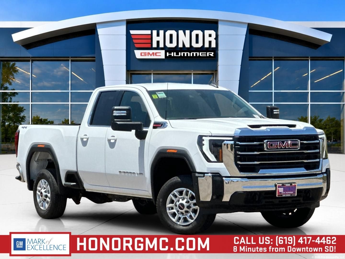 2024 GMC Sierra 2500 HD SLE in Summit White — front three-quarter view