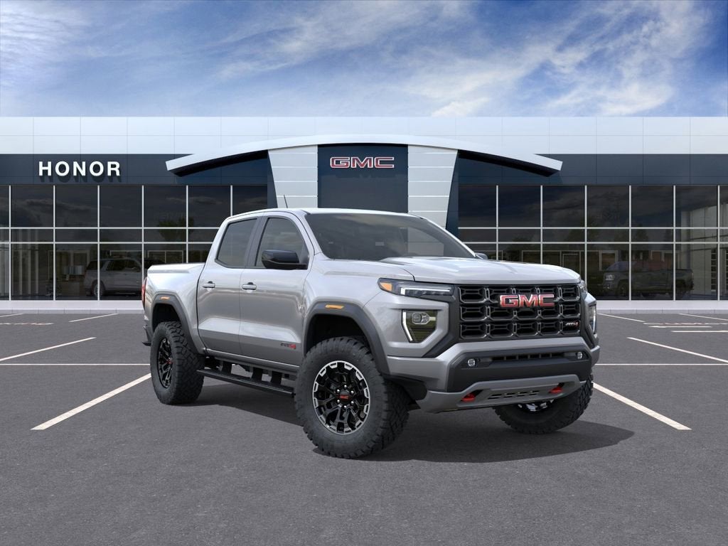 2026 GMC Canyon AT4 in Sterling Metallic — front three-quarter view