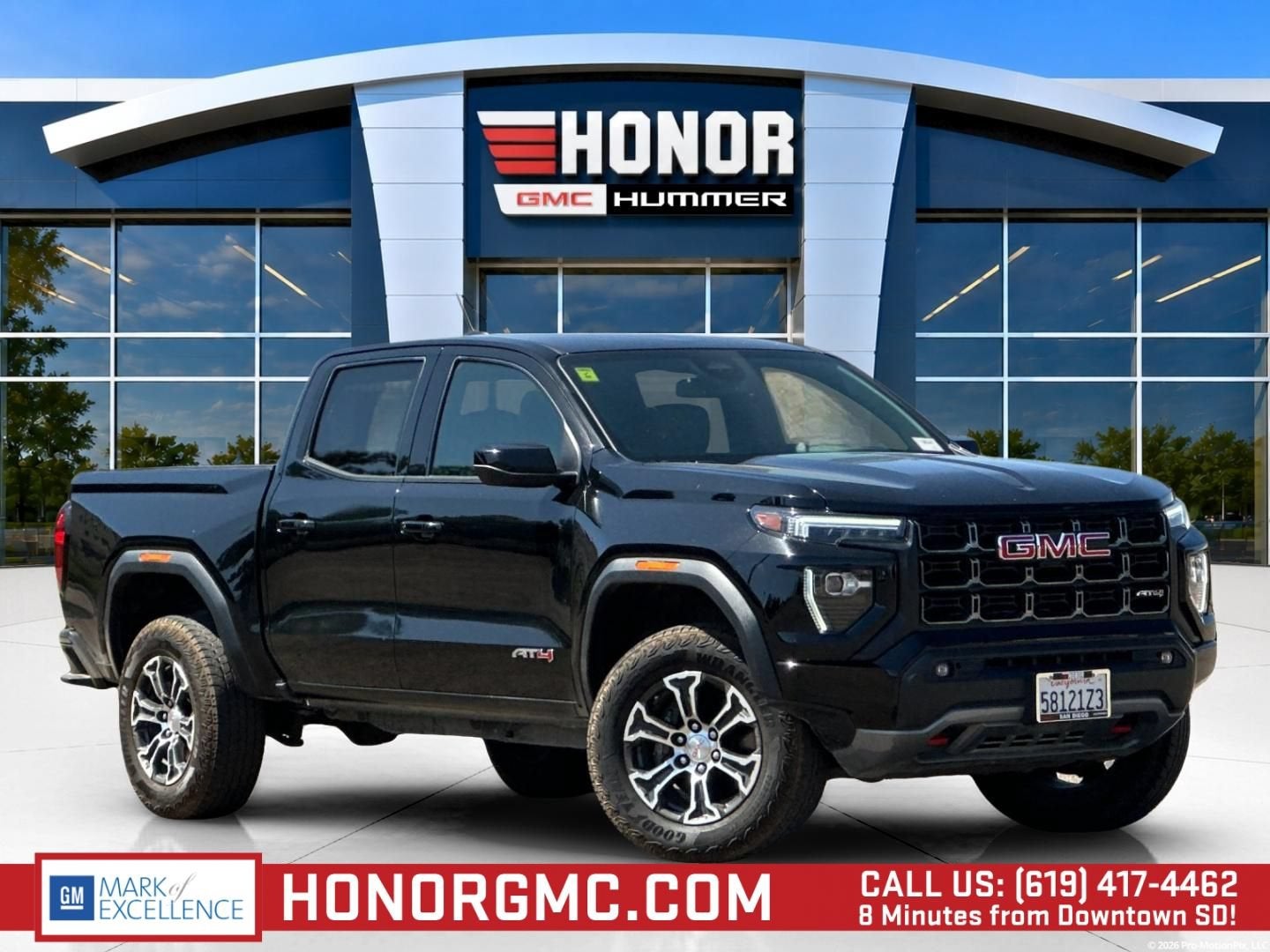 2024 GMC Canyon AT4 in Onyx Black — front three-quarter view