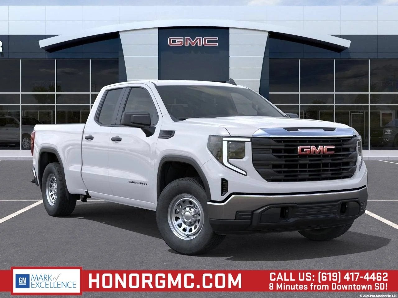 2026 GMC Sierra 1500 Pro in Summit White — front three-quarter view
