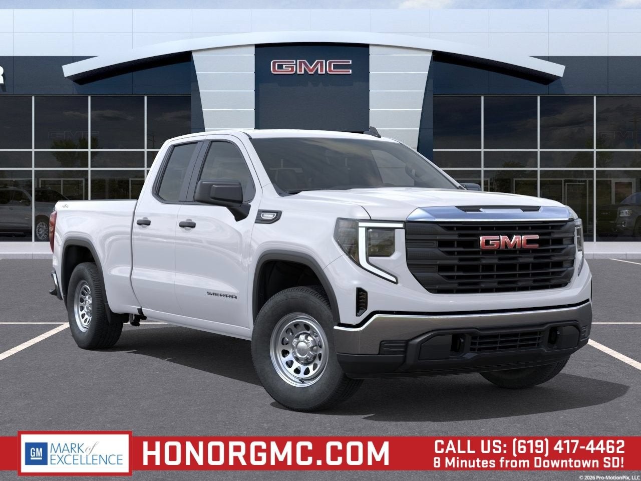 2026 GMC Sierra 1500 Pro in Summit White — front three-quarter view