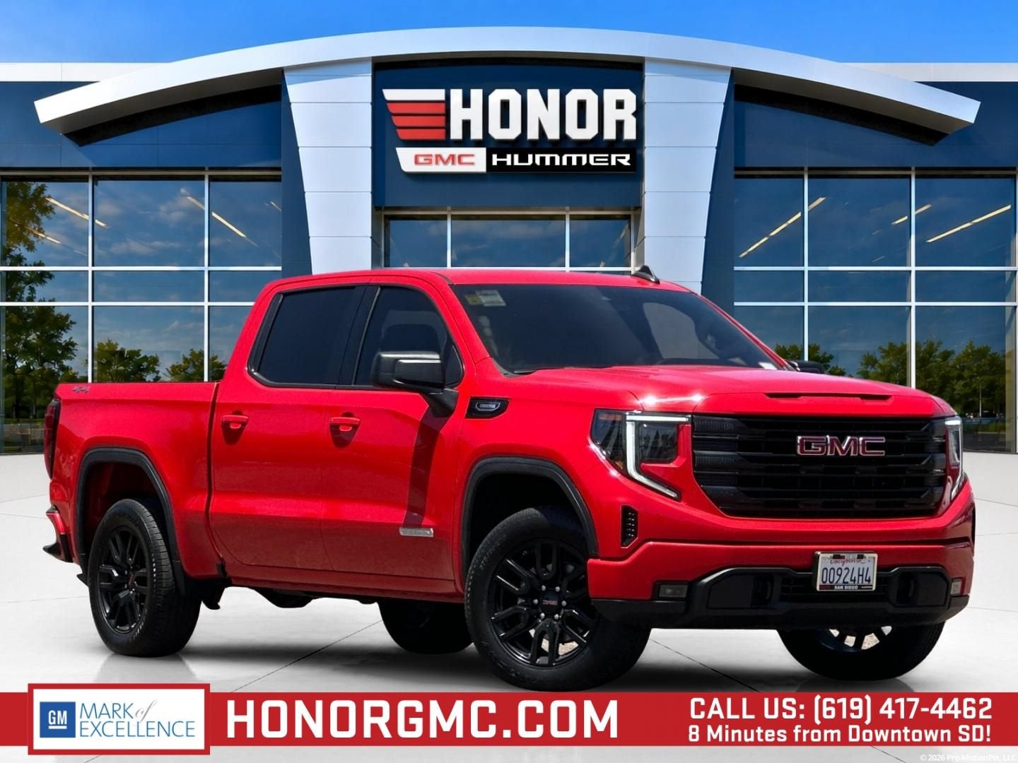 2025 GMC Sierra 1500 Elevation in Cardinal Red — front three-quarter view